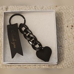 NWOT Black Heart on Black Chain keychain